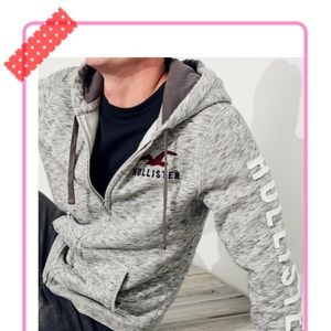 SOLD📍HOLISTER LOGOGRAPHIC FULL ZIP HOODIE GREY# S
